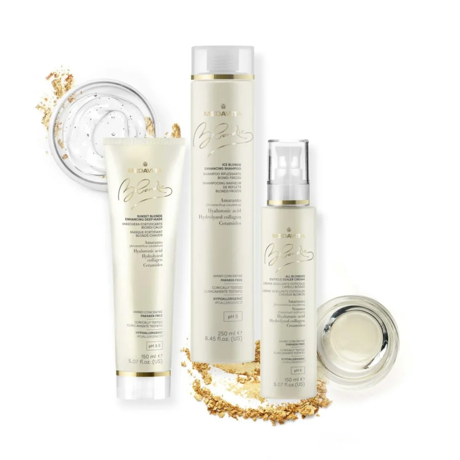 Medavita blondie Masca pentru blonduri calde cu acid hialuronuc, colagen, ceramide -150 ml - imagine 2