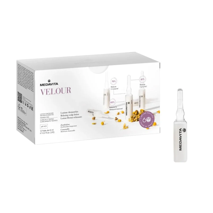 Medavita Fiole SOS Calmante pentru scalp cu dermatita, scalp sensibil, sporiazis, dupa decolorare sau colorarea scalpului 12x6ml pH 4.5