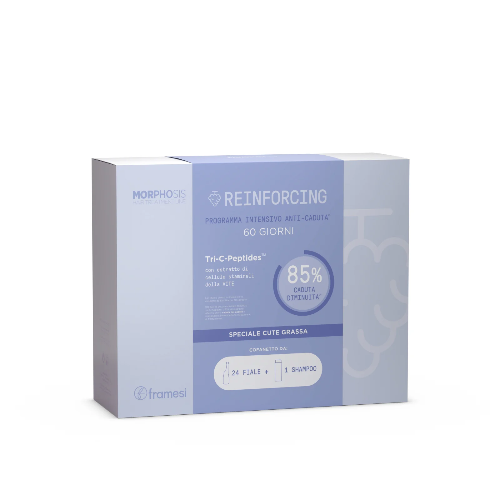 Kit Framesi Reinforcing Sampon 250ml + Fiole Anticadere, 24 fiole pentru scalp gras