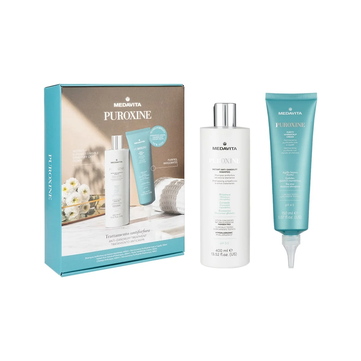 Kit Antimatreata Medavita - Sampon Antimatreata 400ml si Dermocrema Purifianta 150ml