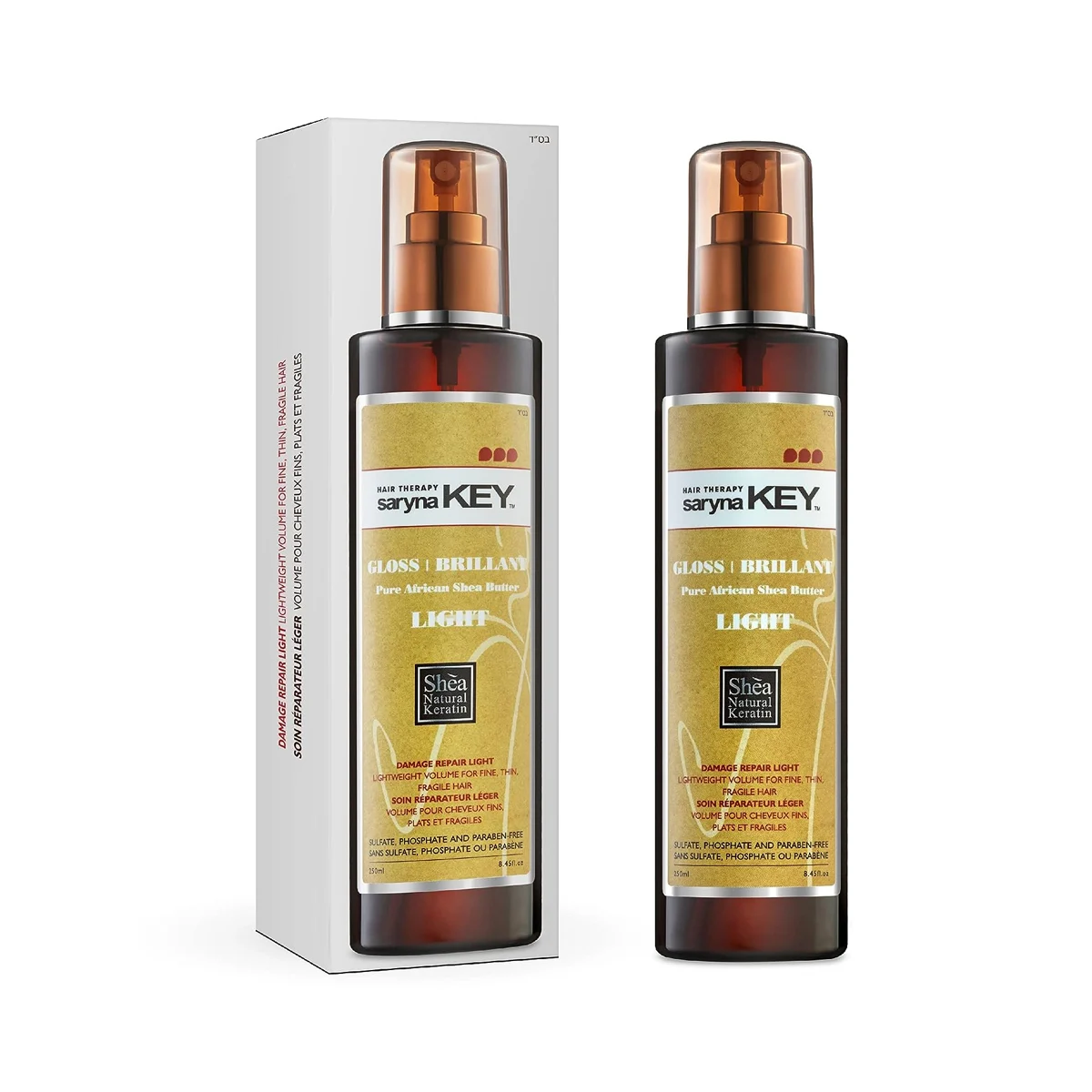 Spray de stralucire pentru par fin cu unt de Shea Saryna Key - 250ml