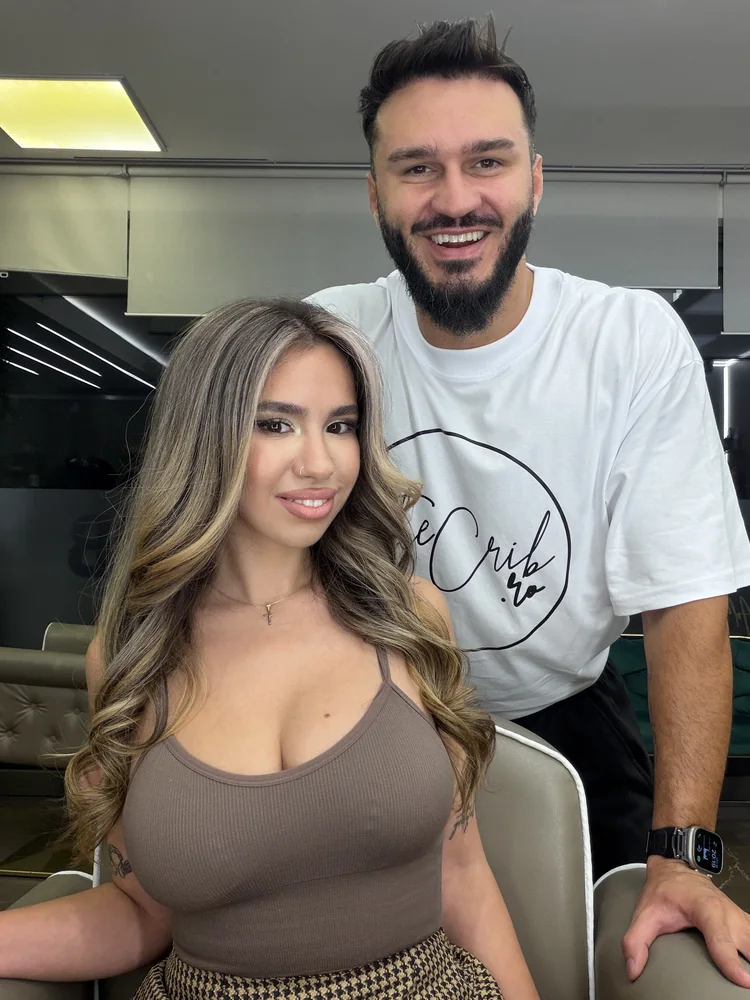 Balayage cu face framing (money piece) caramel – salon The Crib Sector 3
